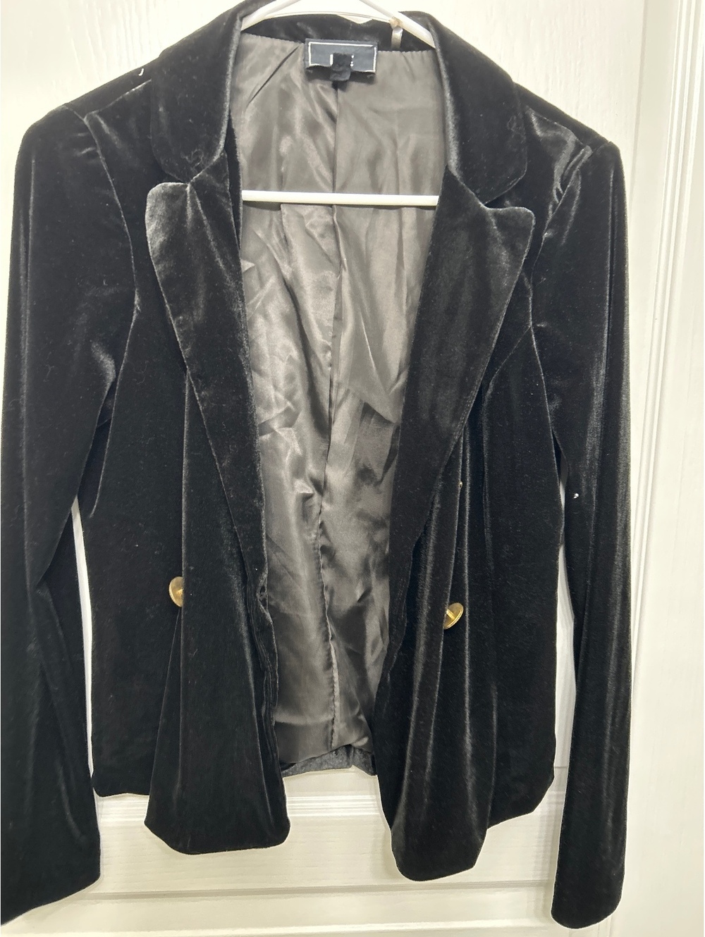 HAVE Black Velvet Blazer with Gold Buttons, Size Small